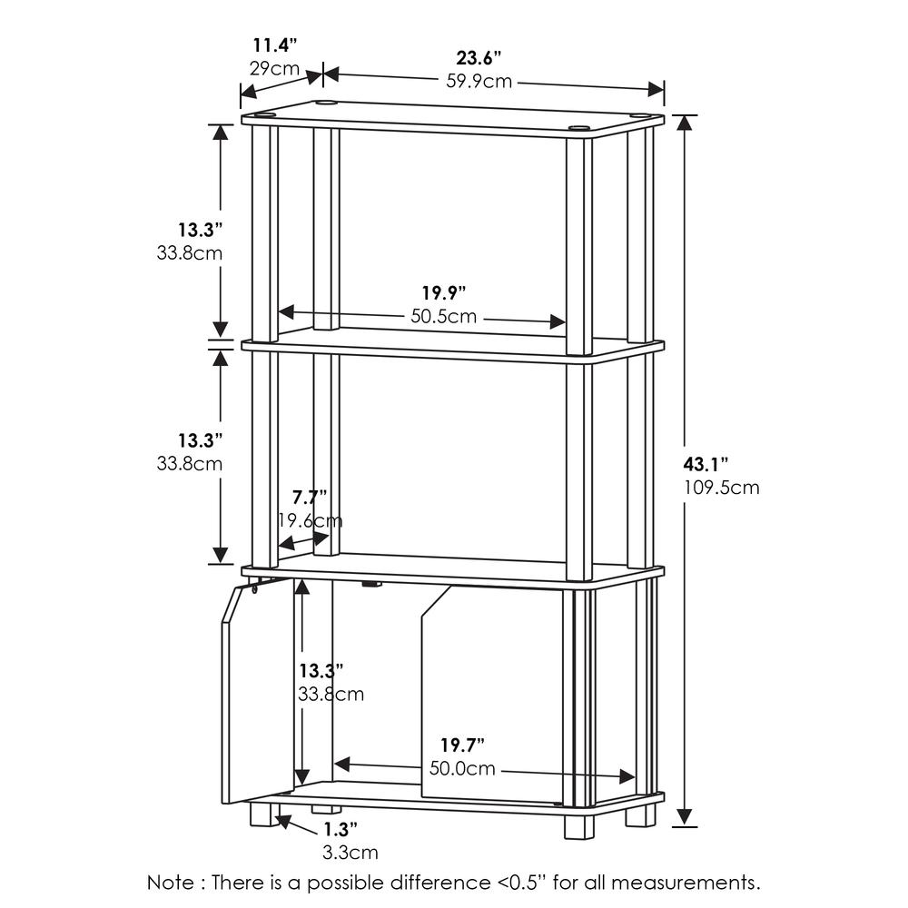 Furinno Go Green 4-Tier Multipurpose Display Shelf with Door, French Oak Grey/Black. Picture 2