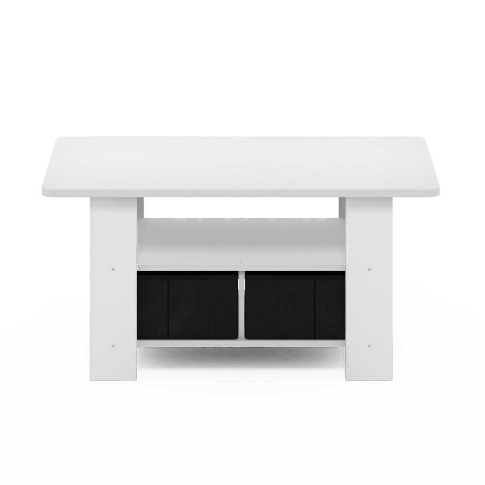 Furinno Andrey Coffee Table with Bin Drawer, White/Black. Picture 3