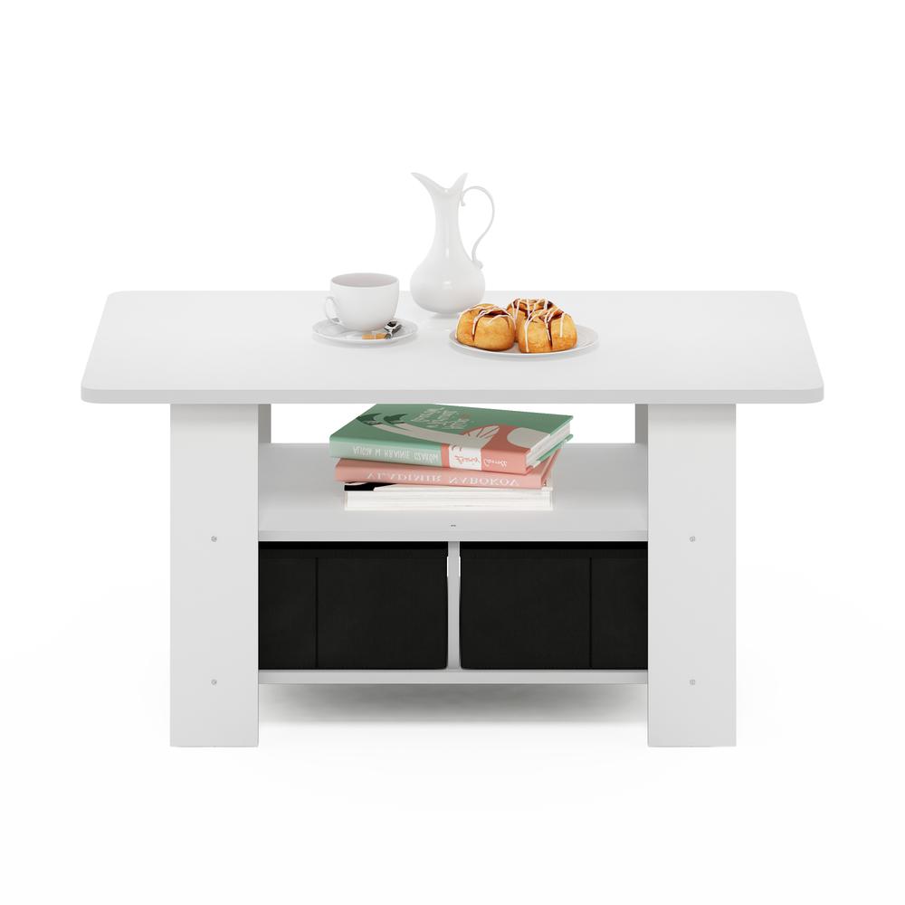 Furinno Andrey Coffee Table with Bin Drawer, White/Black. Picture 5