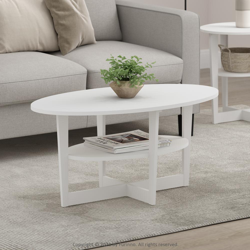 JAYA Oval Coffee Table, White. Picture 2