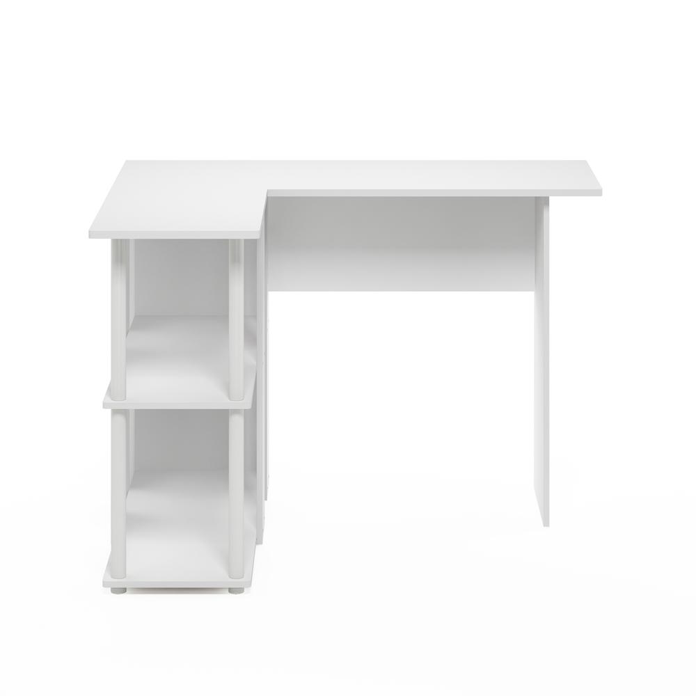 Abbott L-Shape Desk with Bookshelf, White/White. Picture 3
