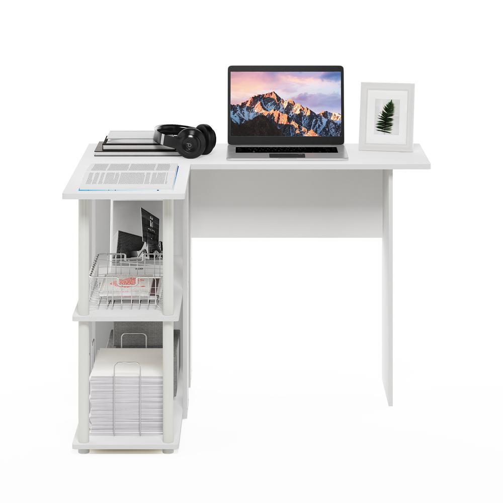 Abbott L-Shape Desk with Bookshelf, White/White. Picture 5