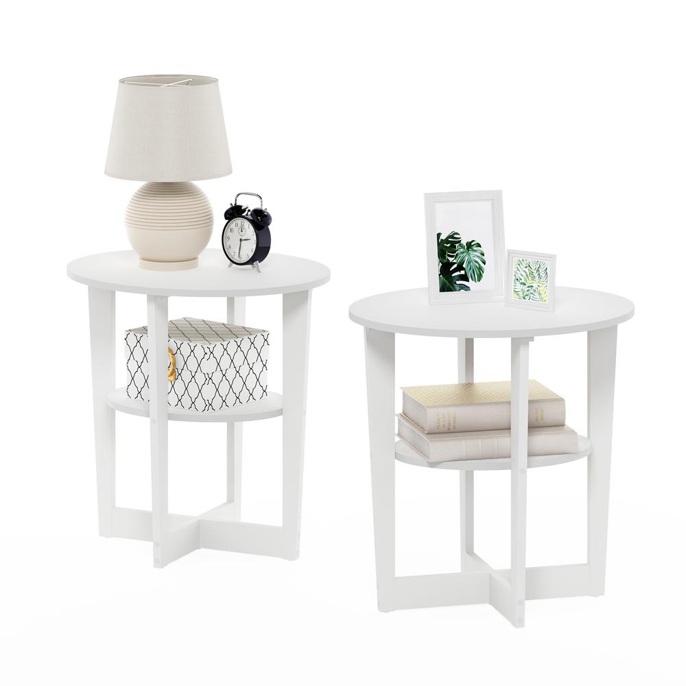 JAYA Oval End Table, White, Set of 2. Picture 4