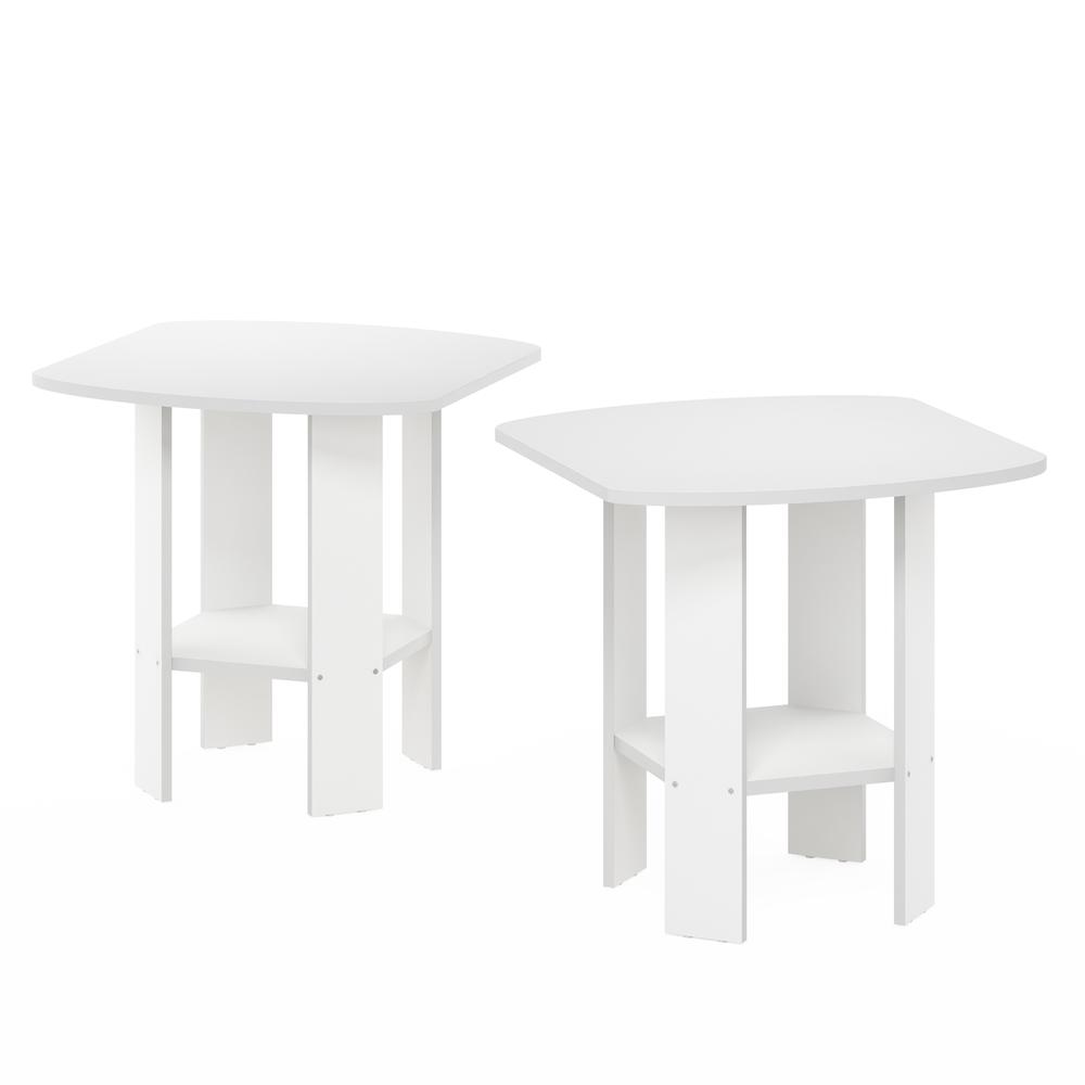 Simple Design End Table, White, Set of 2. Picture 1