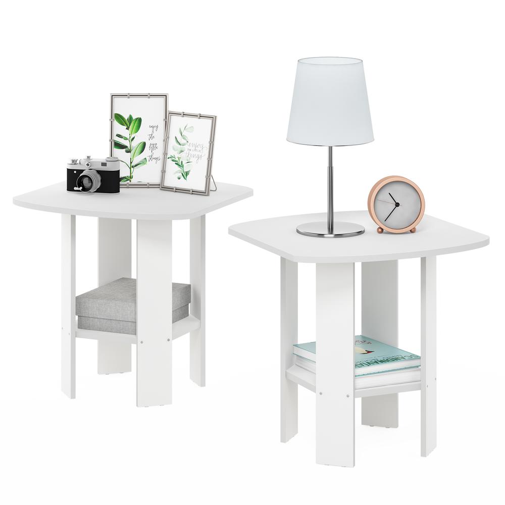 Simple Design End Table, White, Set of 2. Picture 4