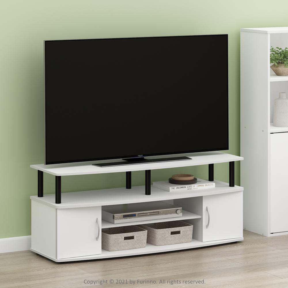 Furinno JAYA Large Entertainment Center Hold up to 55-IN TV, White/Black. Picture 6