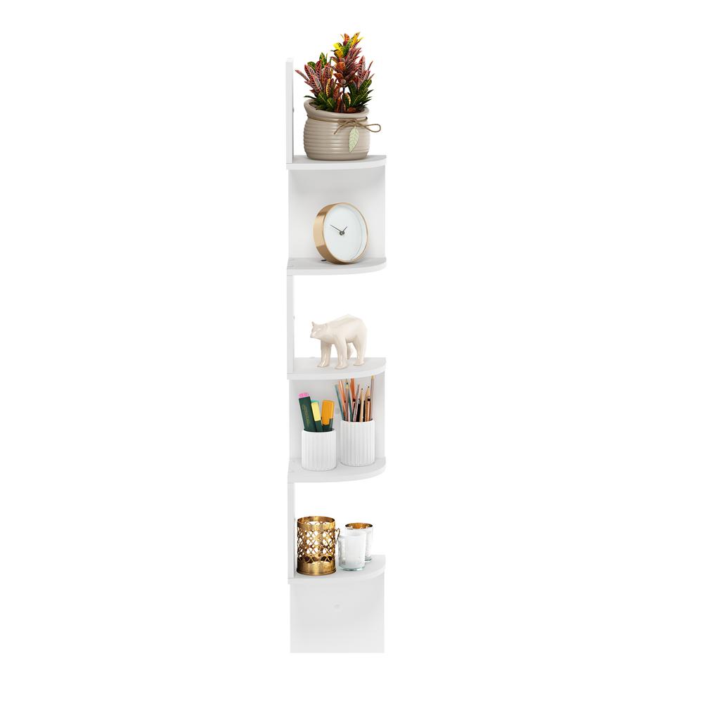 Rossi 5-Tier Wall Mount Floating Radial Corner Shelf, White. Picture 5