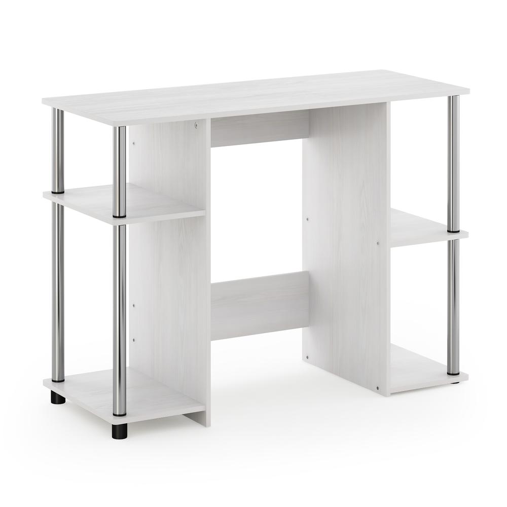 Furinno 15112 JAYA Compact Computer Study Desk, White Oak, Stainless Steel Tubes. Picture 1
