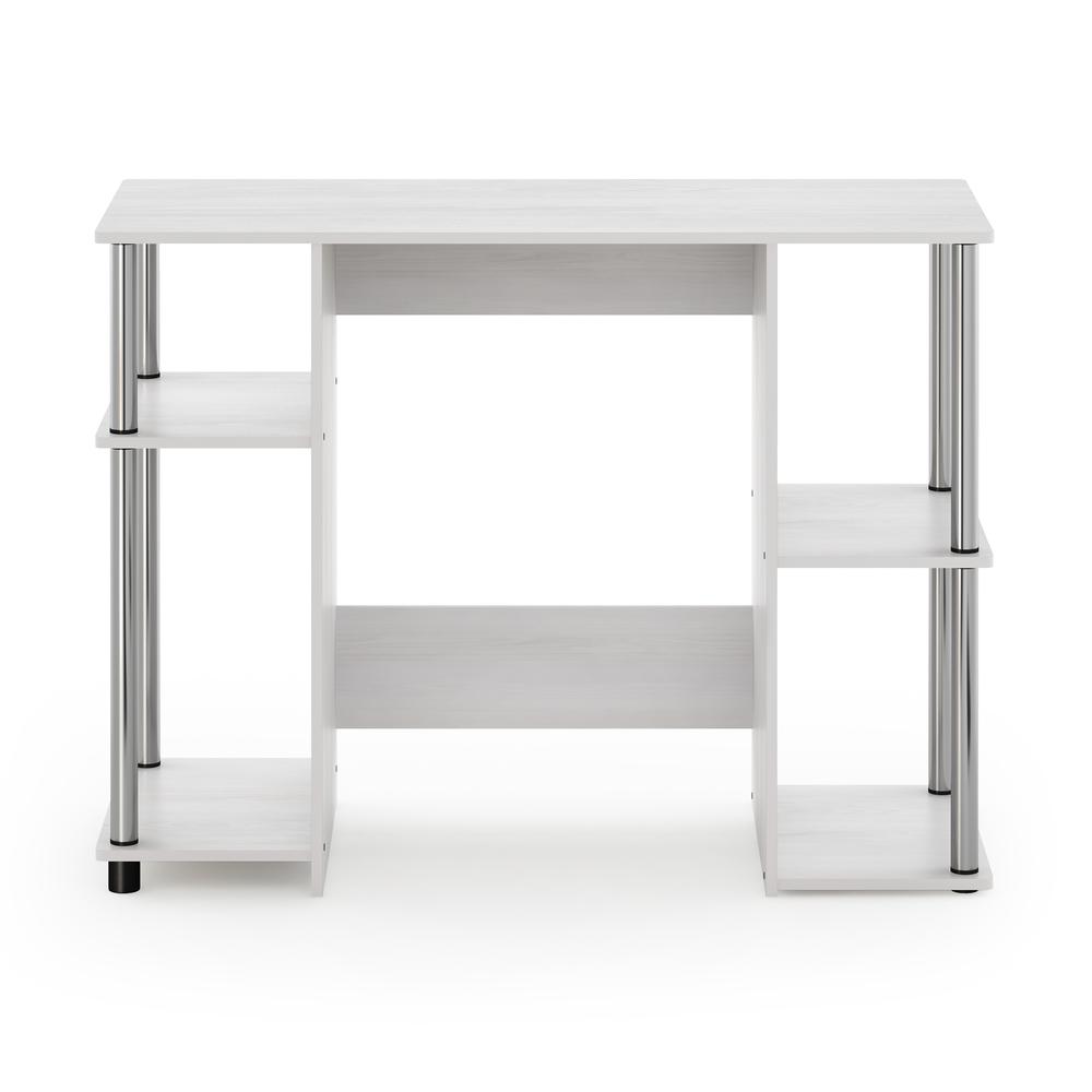 Furinno 15112 JAYA Compact Computer Study Desk, White Oak, Stainless Steel Tubes. Picture 3