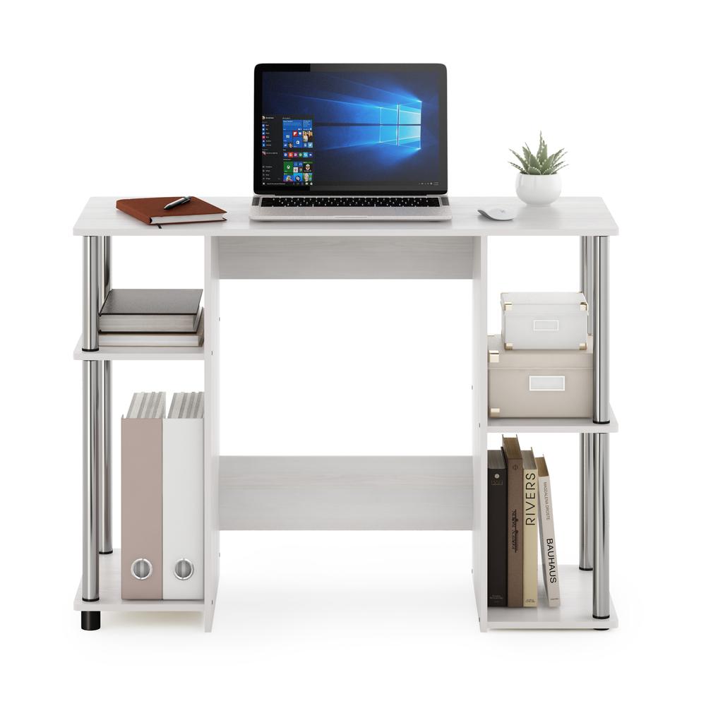 Furinno 15112 JAYA Compact Computer Study Desk, White Oak, Stainless Steel Tubes. Picture 5