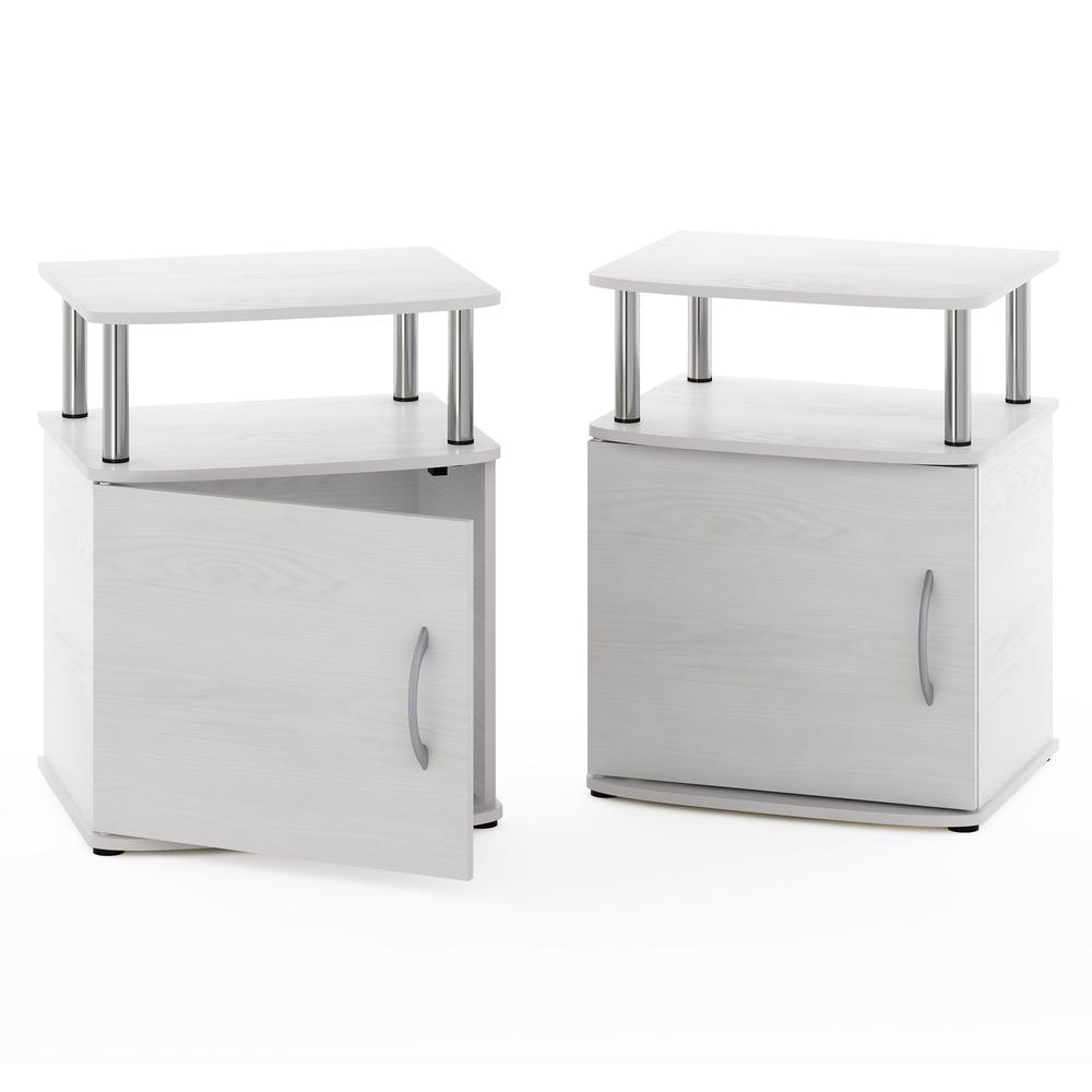 Furinno JAYA Utility Design End Table, White Oak, Stainless Steel Tubes. Picture 1