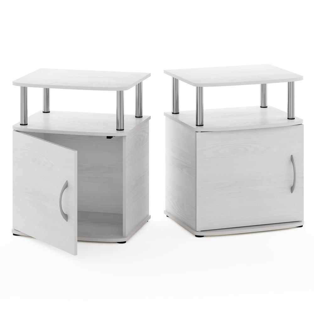 Furinno JAYA Utility Design End Table, White Oak, Stainless Steel Tubes. Picture 3
