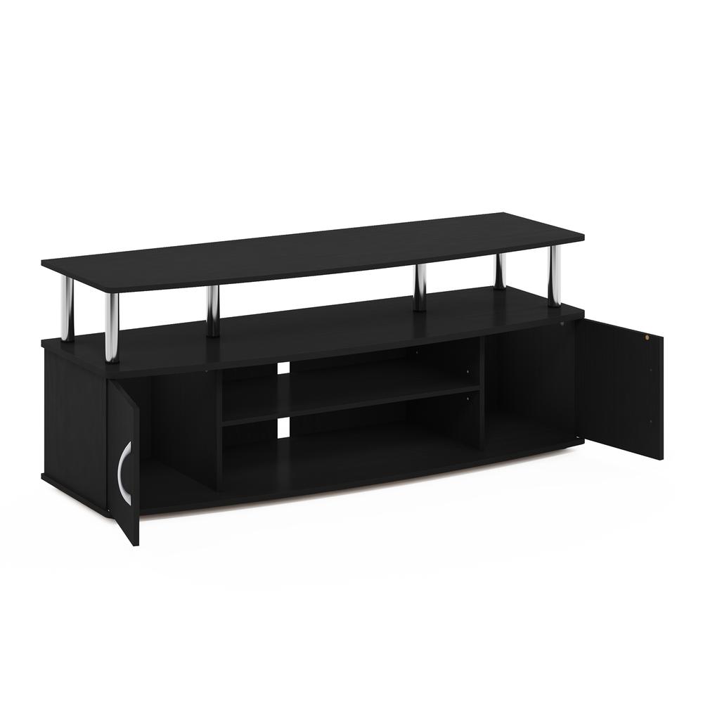 Furinno JAYA Large Entertainment Center Hold up to 55-IN TV, Americano, Stainless Steel Tubes. Picture 4