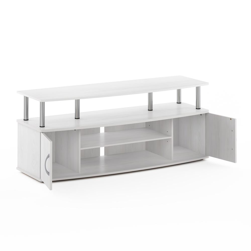 Furinno JAYA Large Entertainment Center Hold up to 55-IN TV, White Oak, Stainless Steel Tubes. Picture 4