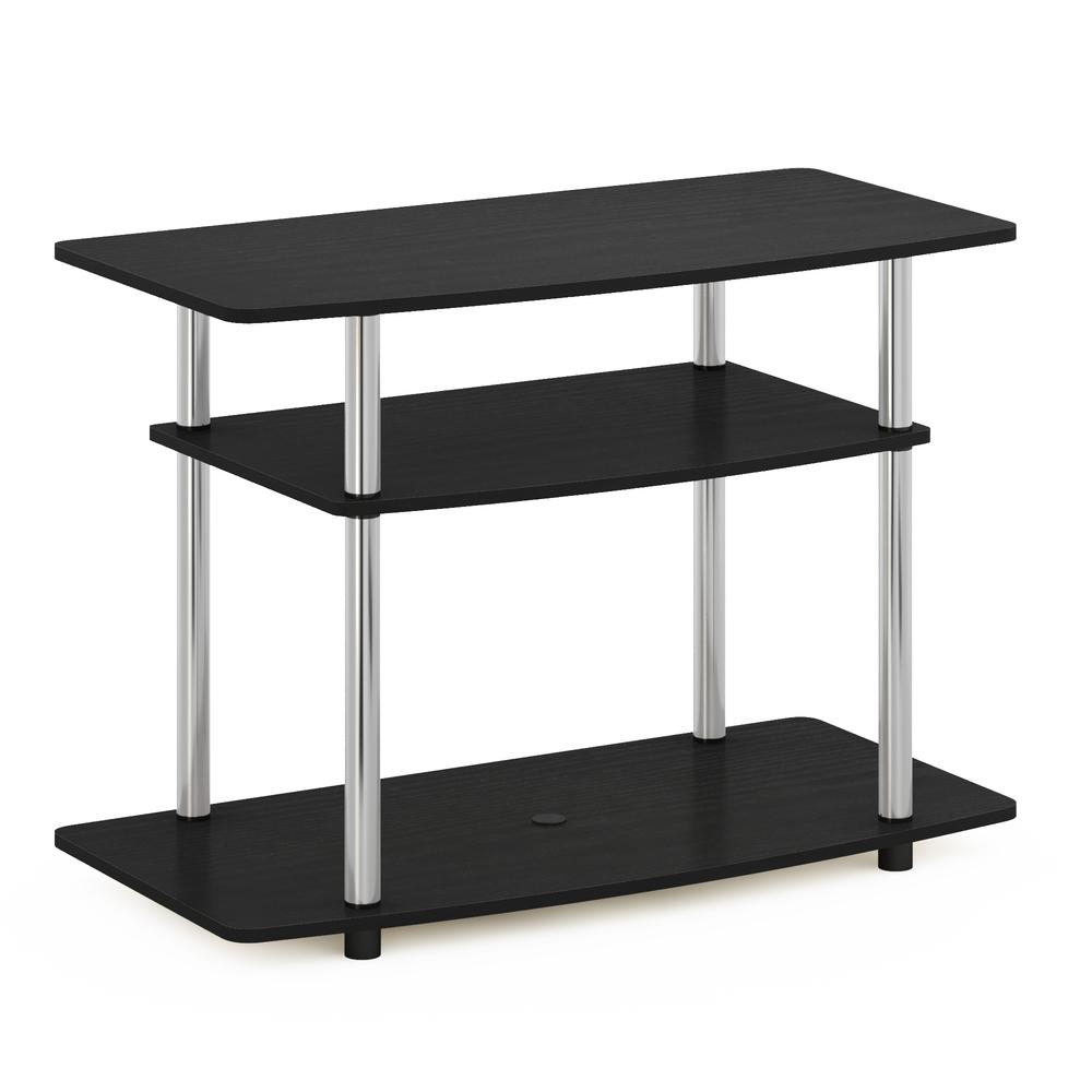 Furinno Turn-N-Tube No Tools 3-Tier TV Stands, Americano/Chrome. Picture 1