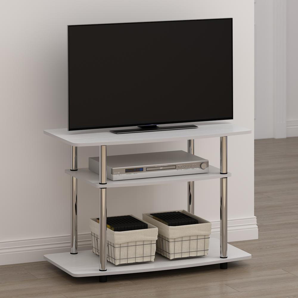 Furinno Turn-N-Tube No Tools 3-Tier TV Stands, White Oak/Chrome. Picture 5