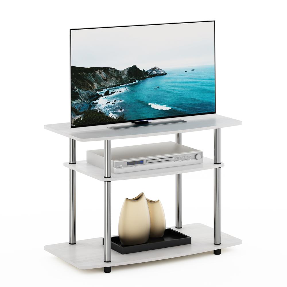 Furinno Turn-N-Tube No Tools 3-Tier TV Stands, White Oak/Chrome. Picture 4