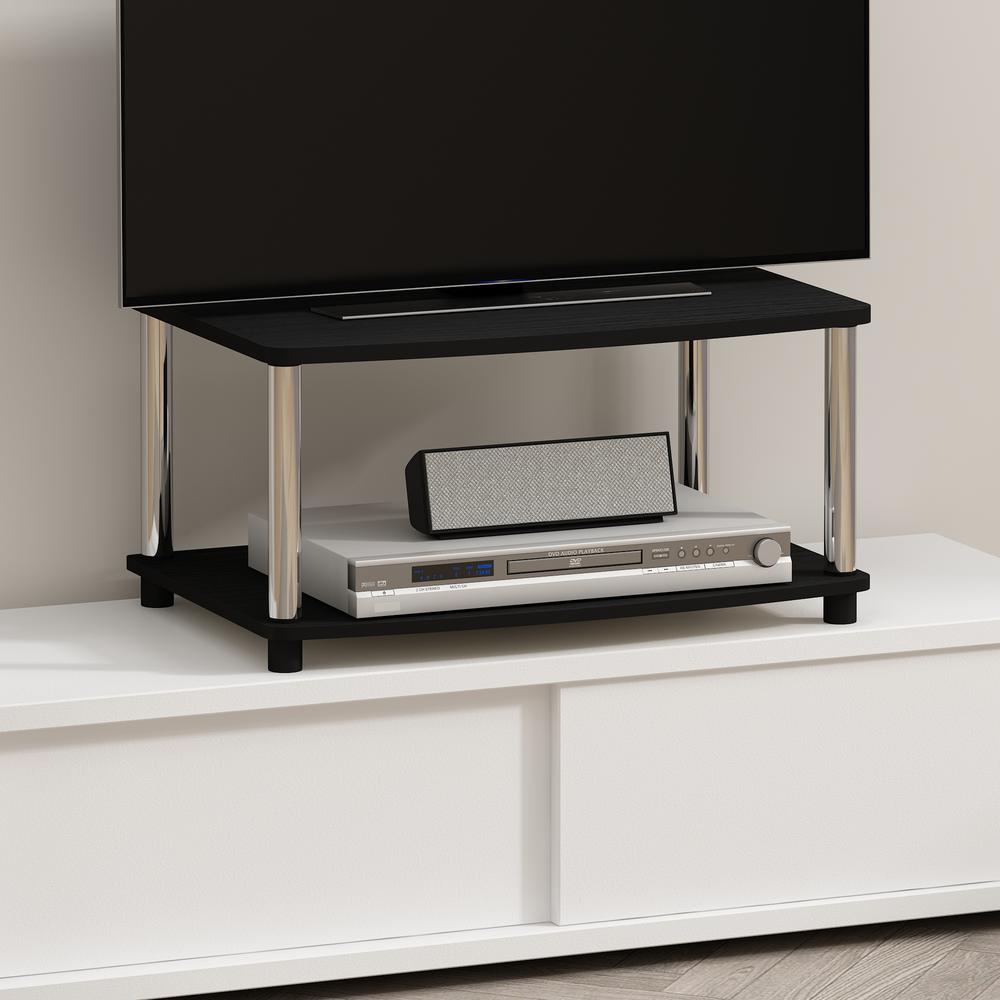 Furinno Turn-N-Tube No Tools 2-Tier Elevated TV Stands, Americano/Chrome. Picture 5