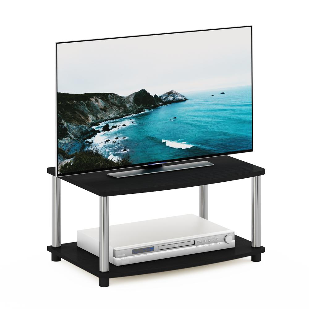 Furinno Turn-N-Tube No Tools 2-Tier Elevated TV Stands, Americano/Chrome. Picture 4