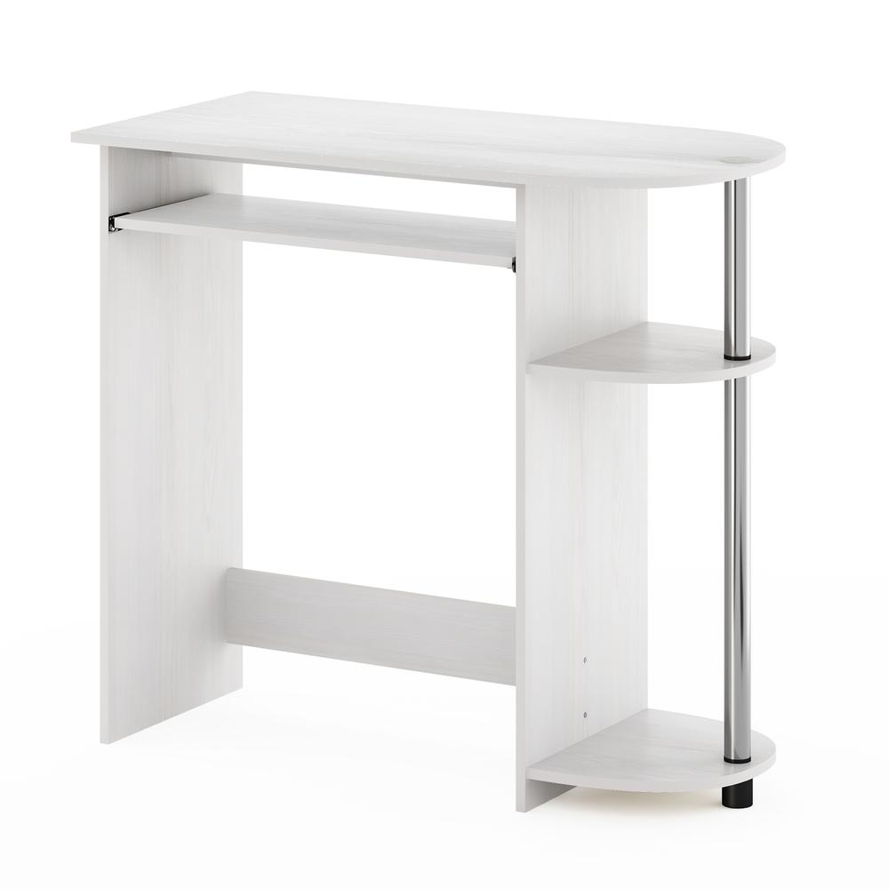 Furinno Simplistic Easy Assembly Computer Desk, White Oak, Stainless Steel Tubes. Picture 1