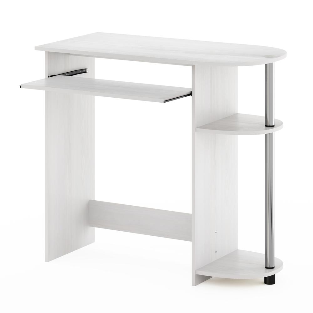 Furinno Simplistic Easy Assembly Computer Desk, White Oak, Stainless Steel Tubes. Picture 4