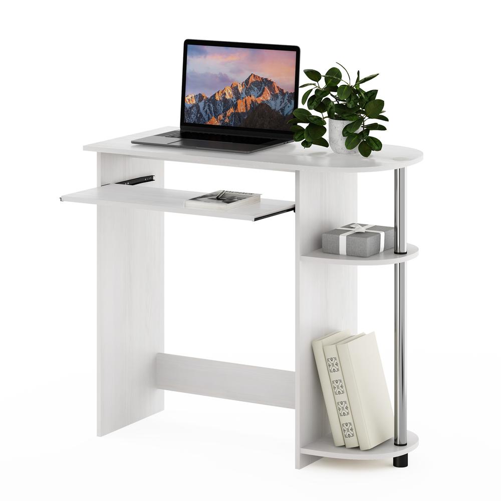 Furinno Simplistic Easy Assembly Computer Desk, White Oak, Stainless Steel Tubes. Picture 5