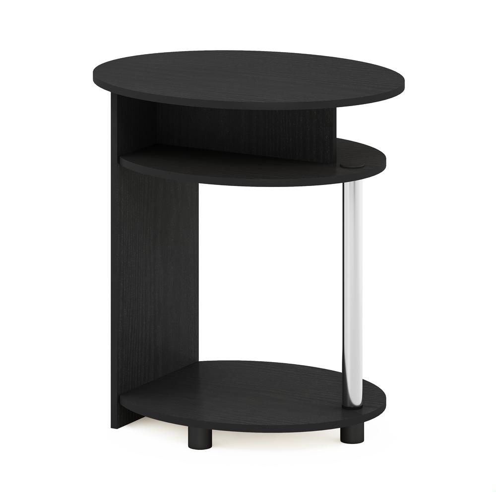 Furinno JAYA Simple Design Oval End Table, Americano, Stainless Steel Tubes. Picture 1