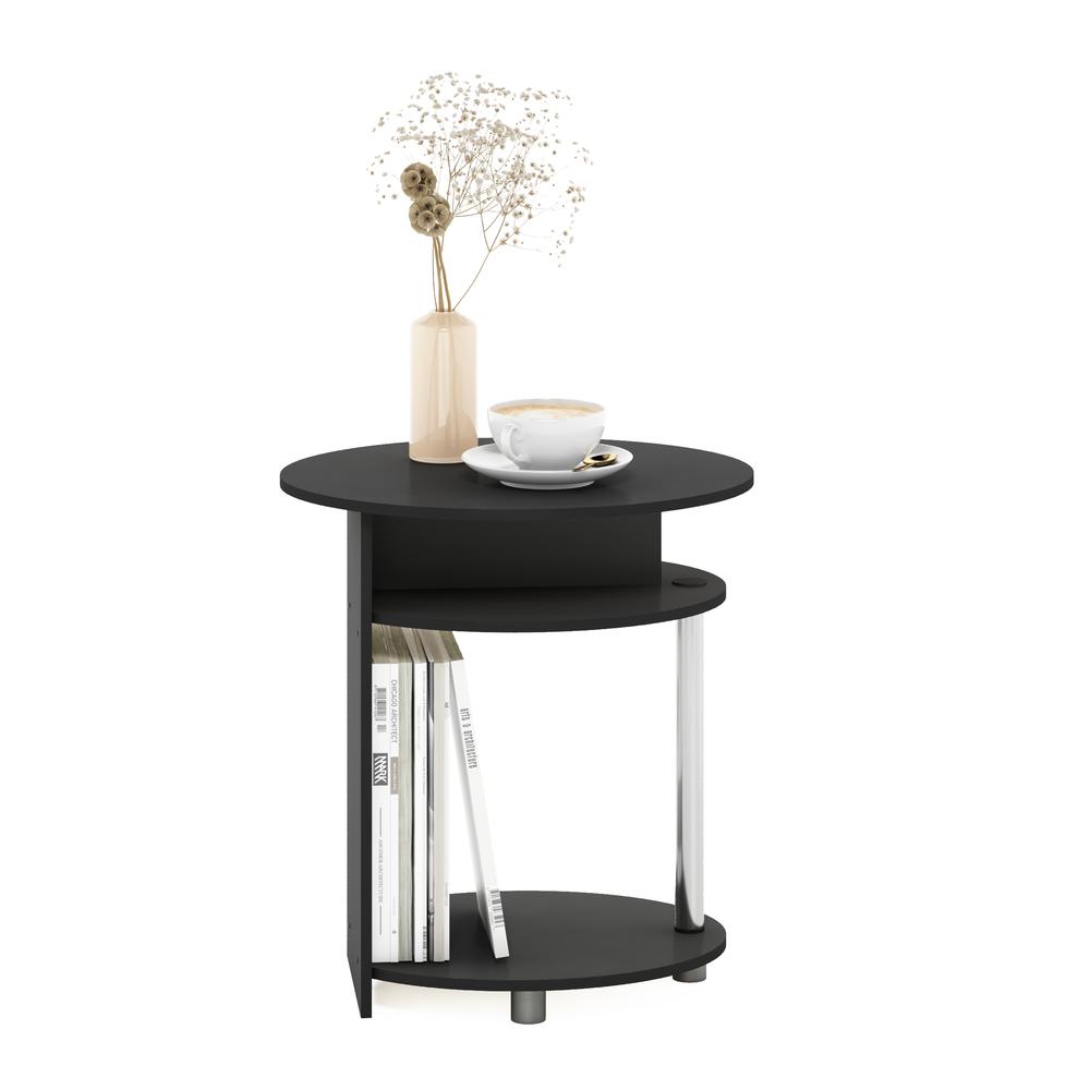 Furinno JAYA Simple Design Oval End Table, Americano, Stainless Steel Tubes. Picture 4