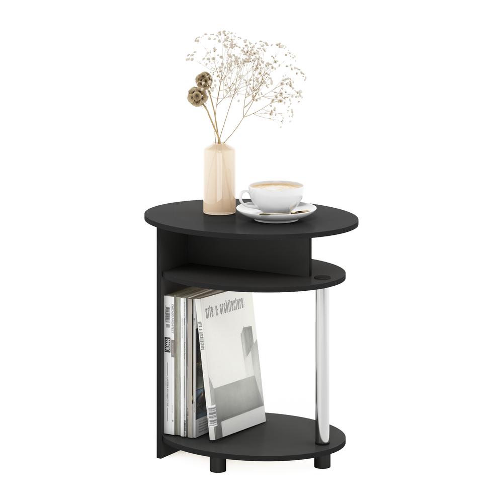 Furinno JAYA Simple Design Oval End Table, Americano, Stainless Steel Tubes. Picture 5