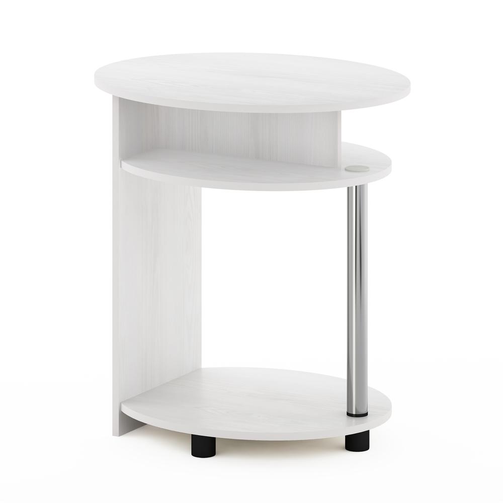 Furinno JAYA Simple Design Oval End Table, White Oak, Stainless Steel Tubes. Picture 1