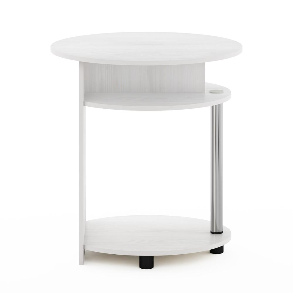 Furinno JAYA Simple Design Oval End Table, White Oak, Stainless Steel Tubes. Picture 3