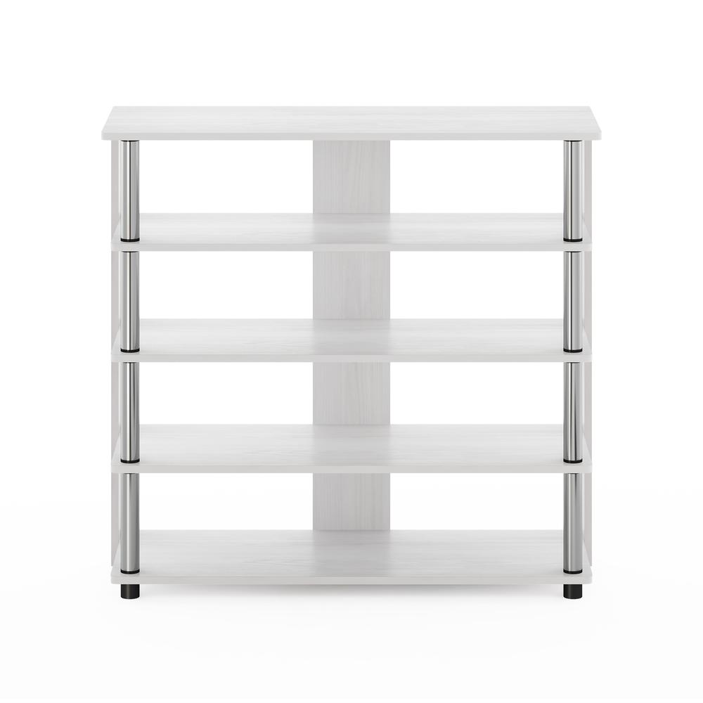 Furinno Turn-N-Tube 5 Tier Wide Shoe Rack, White Oak, Stainless Steel Tubes. Picture 3