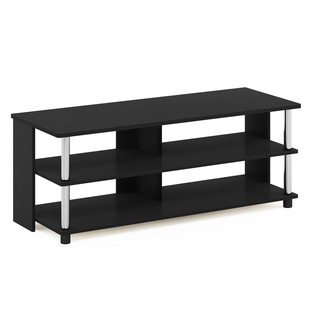 Furinno Sully 3-Tier TV Stand for TV up to 48, Americano, Stainless Steel Tubes. The main picture.