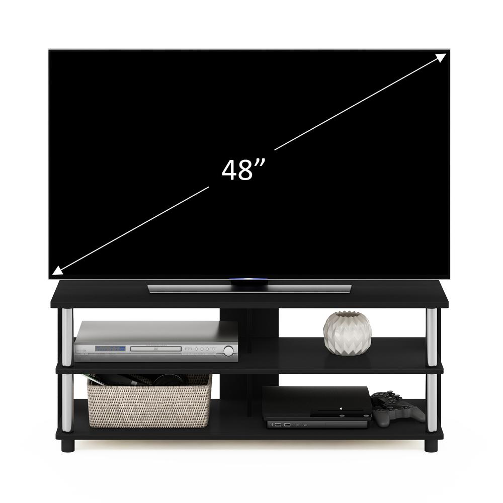 Furinno Sully 3-Tier TV Stand for TV up to 48, Americano, Stainless Steel Tubes. Picture 5
