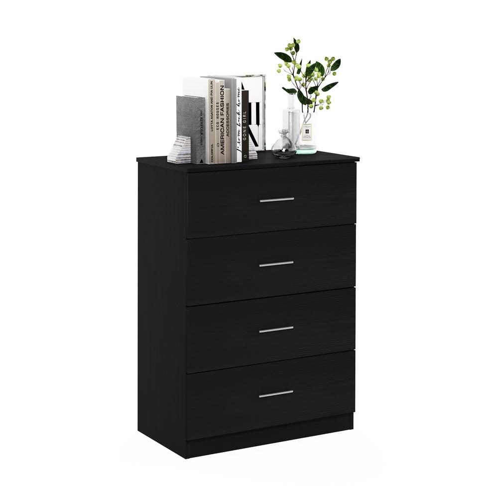 Furinno Tidur Simple Design 4-Drawer Dresser with Handle, Americano. Picture 4