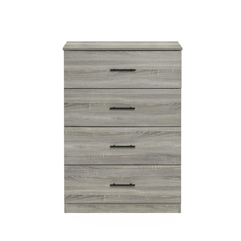 Furinno Tidur Simple Design 4-Drawer Dresser with Handle, French Oak Grey. Picture 3