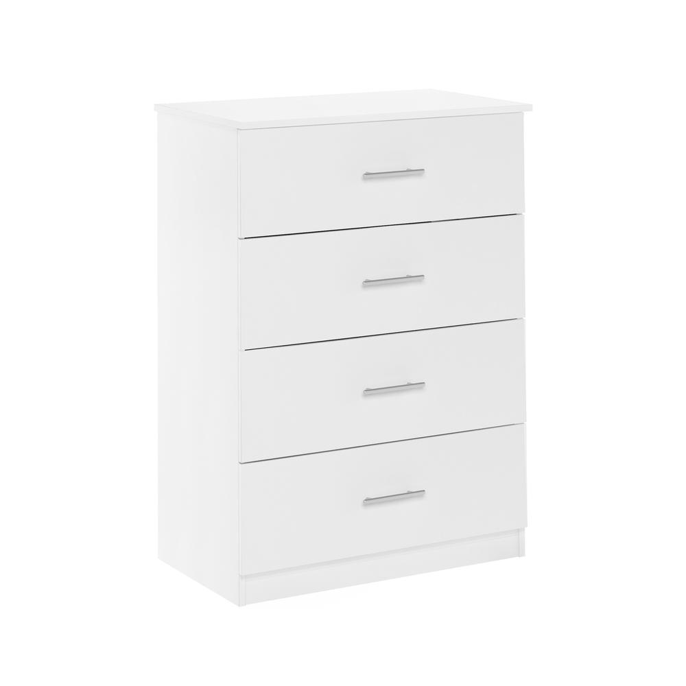 Furinno Tidur Simple Design 4-Drawer Dresser with Handle, Solid White. Picture 1