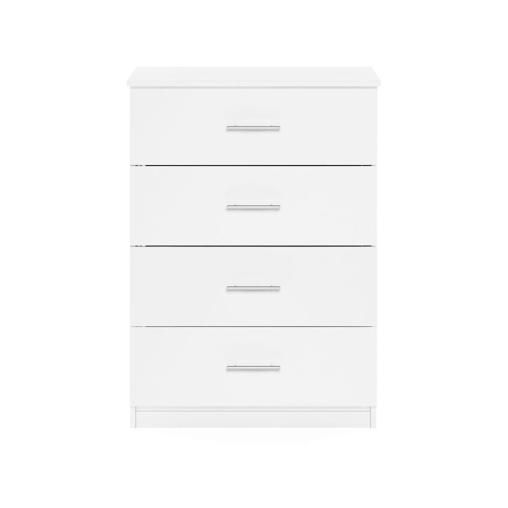Furinno Tidur Simple Design 4-Drawer Dresser with Handle, Solid White. Picture 3