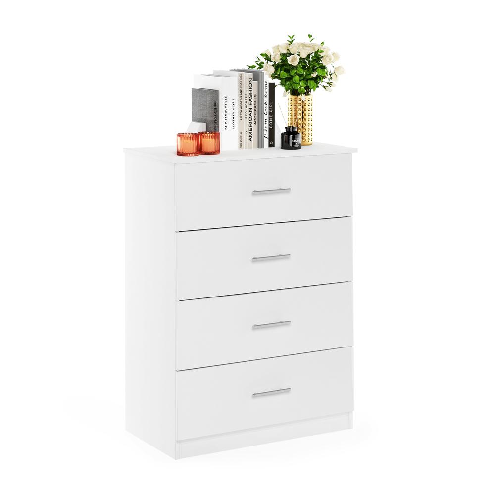 Furinno Tidur Simple Design 4-Drawer Dresser with Handle, Solid White. Picture 5