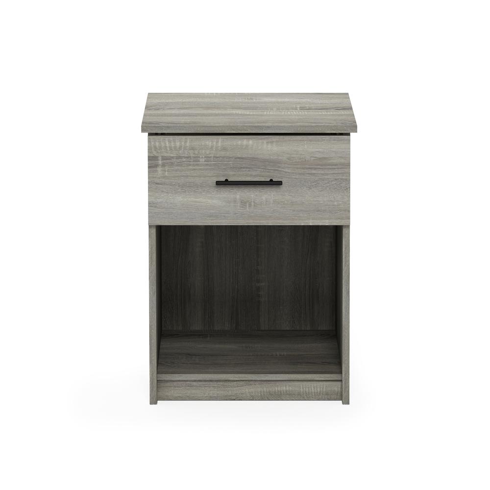 Furinno Tidur Nightstand with Handle with One Drawer, French Oak Grey. Picture 3