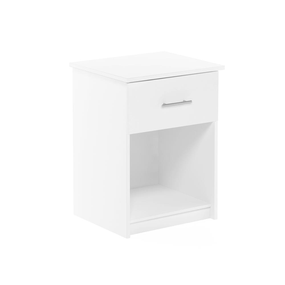 Furinno Tidur Nightstand with Handle with One Drawer, Solid White. Picture 1