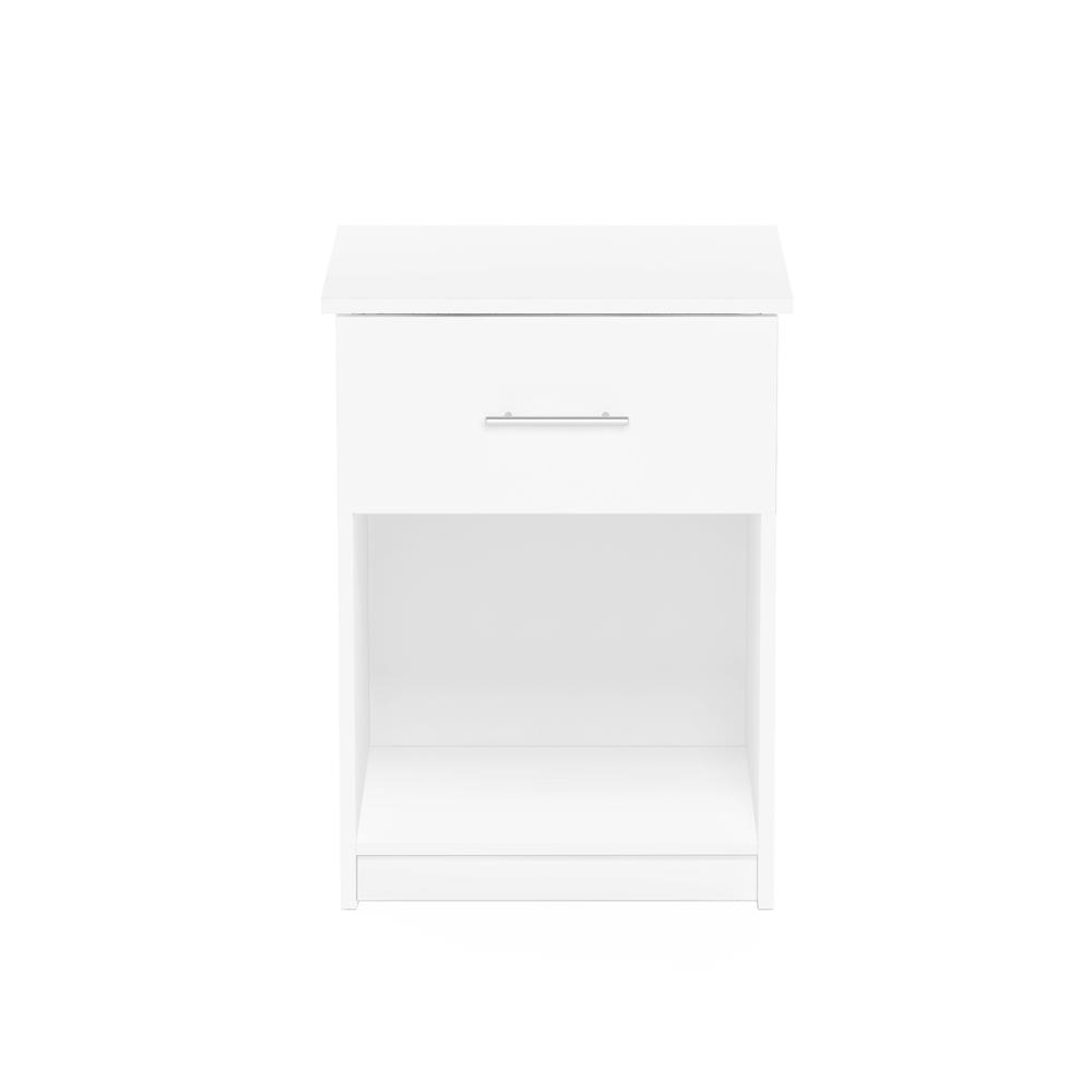 Furinno Tidur Nightstand with Handle with One Drawer, Solid White. Picture 3
