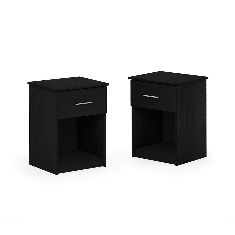 Furinno Tidur Nightstand with Handle with One Drawer, Set of 2, Americano. Picture 1