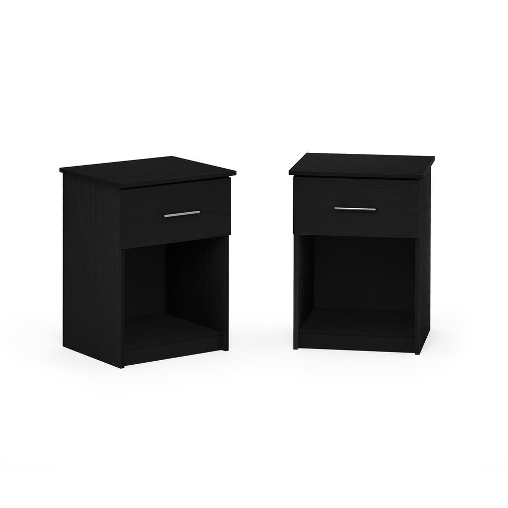 Furinno Tidur Nightstand with Handle with One Drawer, Set of 2, Americano. Picture 3