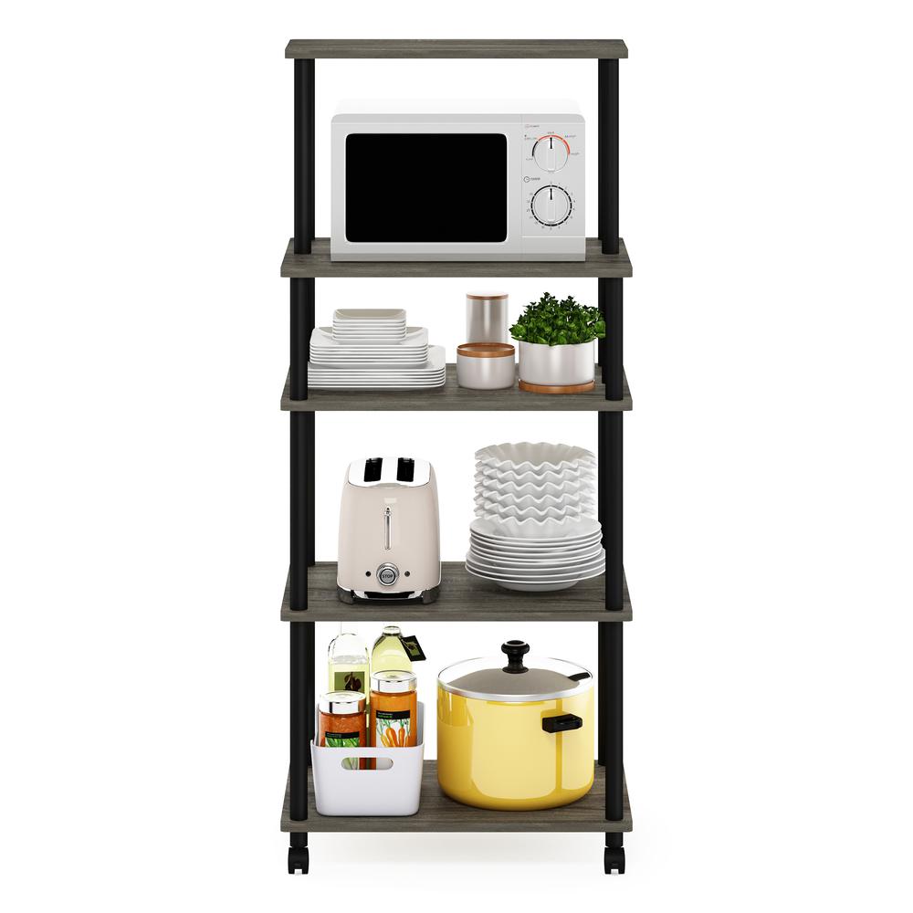 Furinno Turn-N-Tube5-Tier Toolless Kitchen Storage Cart, French Oak Grey/Black. Picture 5
