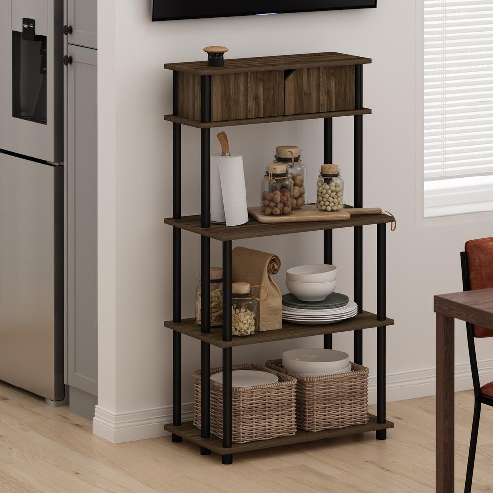 Furinno Turn-N-Tube Toolless Storage Shelf with Top Cabinet, Columbia Walnut/Black. Picture 6