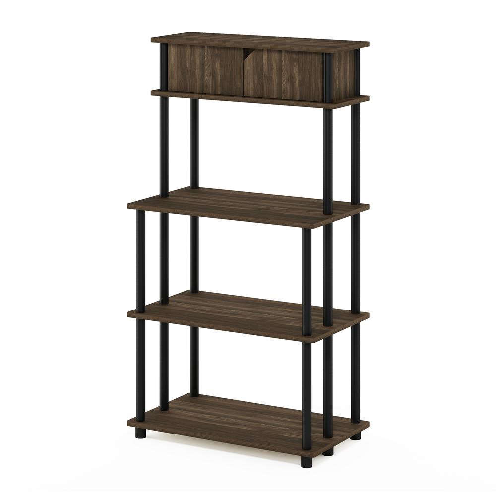 Furinno Turn-N-Tube Toolless Storage Shelf with Top Cabinet, Columbia Walnut/Black. Picture 1