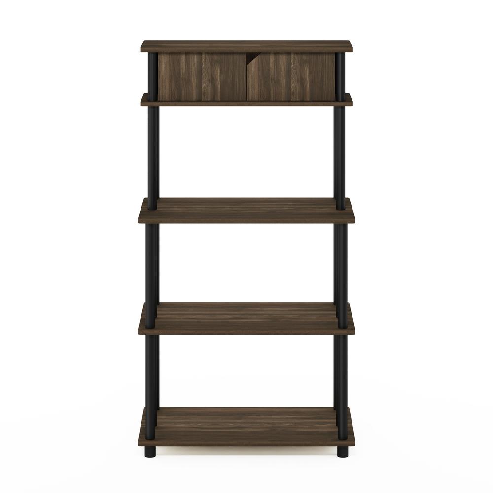 Furinno Turn-N-Tube Toolless Storage Shelf with Top Cabinet, Columbia Walnut/Black. Picture 3