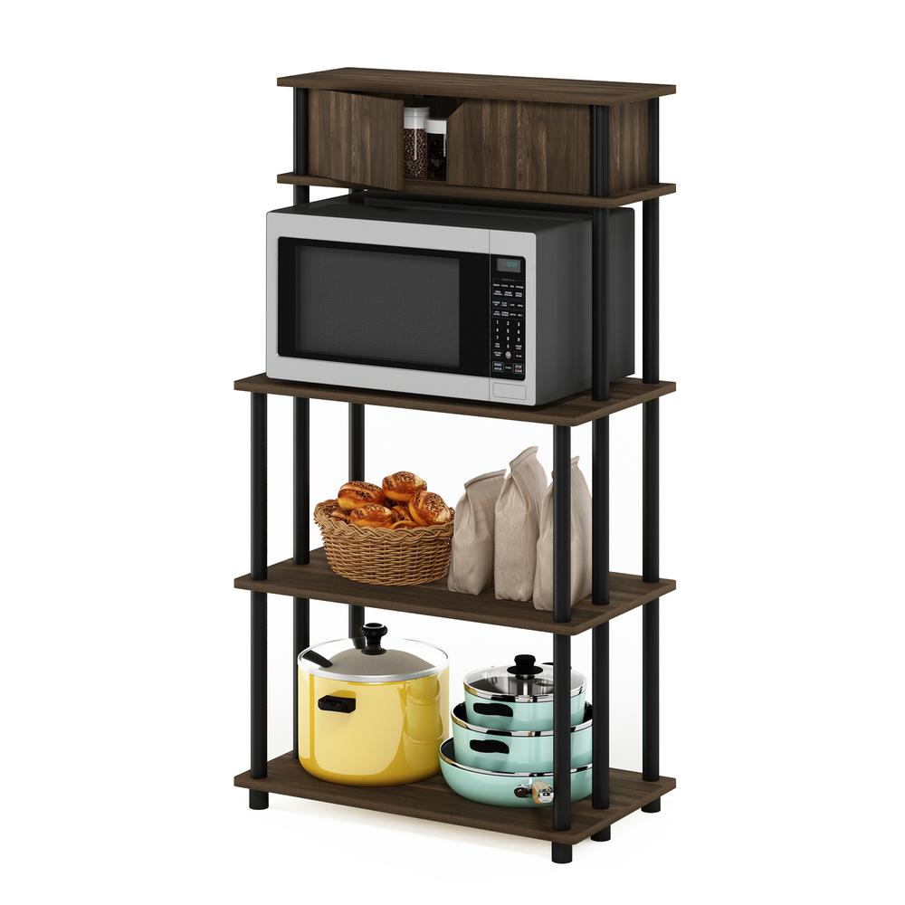 Furinno Turn-N-Tube Toolless Storage Shelf with Top Cabinet, Columbia Walnut/Black. Picture 4