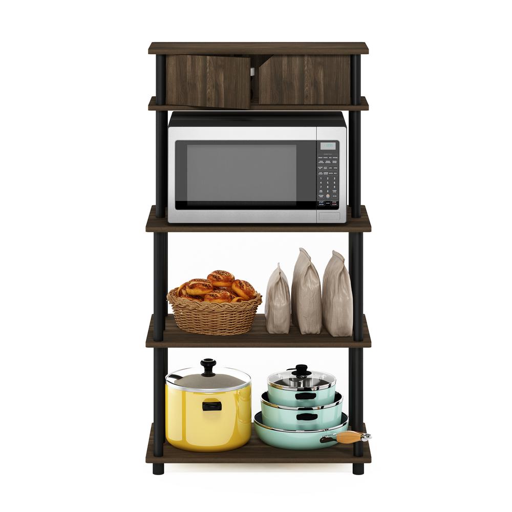Furinno Turn-N-Tube Toolless Storage Shelf with Top Cabinet, Columbia Walnut/Black. Picture 5